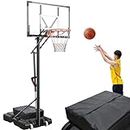 FirstAsk Basketball Hoop Outdoor 4.9-10ft Height Adjustable Portable Hoops & Goals with 44 Inch Backboard and Wheels for Kids/Teens/Adults - Perfect for Backyard, Driveway, and Indoor Play…