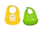 BabyGo baby bibs waterproof silicone adjustable bibs easy wipe for feeding Infants & Toddlers Multicolor Set of 2