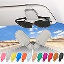 2 Packs Sunglasses Holder for Car Visor, Genuine Leather Car Sunglass Holder, Glasses Clip for Cars (2, Grey)