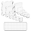 Suwimut 12 Pieces Acrylic Stamp Blocks, Assorted Sizes Clear Acrylic Mounting Blocks Set, Decorative Stamp Blocks Essential Stamping Tools with Grid Lines for Scrapbooking Crafts Card Making
