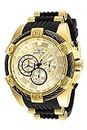 Invicta Silicone Bolt Chronograph Gold Dial Analog Watch for Men - 25526, Black Band