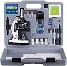 AmScope M30-ABS-KT2-W Beginner Microscope Kit, LED and Mirror Illumination, 300X, 600x, and 1200x Magnification, Includes 52-Piece Accessory Set and Case, White by AmScope