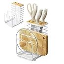 Cutting Board Organizer - Multifunctional Cutting Board Stand with Draining Tray - Durable Kitchen Organizers and Storage, Non-Slip Kitchen Countertop Organizer for Dinnerware Novent