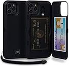 TORU CX PRO Case for iPhone 11 Pro, with Card Holder | Slim Protective Cover with Hidden Credit Cards Wallet Flip Slot Compartment Kickstand | Include Mirror, Wrist Strap, Lightning Adapter - Black
