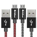 PS4 Controller Charger Charging Cable - 2 Pack 10FT Nylon Braided Micro USB 2.0 High Speed Data Sync Cord for Playstation 4, PS4 Slim/Pro, Xbox One S/X Controller, Android Phones (2 Pack)
