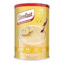 SlimFast Shake de repas équilibré, Shake sain pour un régime alimentaire équilibré avec vitamines et minéraux, riche en fibres, remplacement des repas, saveur banane, 16 portions, 584 g (lot de 1)