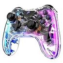 Fosmon Wireless Controller, Gaming Controller with RGB Lights for Switch/Lite/OLED and Android/iOS/PC/Steam/Apple Arcade MFi Games & Tesla, Switch Pro Controller with Turbo and Vibration Function