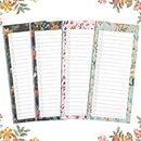 4Pcs Magnetic Shopping List Pad for Fridge, Floral Fridge Notepad, Grocery List Magnet Pad Reminders, Magnetic to Do List Memo Pad | 50 Sheets Per Note Pads, 3.5 x 8 in
