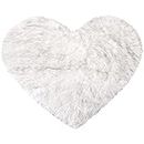 sourcing map Tapis en fausse fourrure de mouton en forme de cœur pour canapé, salon, chambre à coucher, sol – Tapis en peluche doux et profond, antidérapant, 70 x 90 cm, blanc + noir