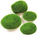 CAREOPETA 4 pcs Moss Balls for Aquarium Artificial Grass Stones for Home Decoration Items, Natural Green Foam Artificial Rocks Plant Silk for Fairy Garden and Crafting (Green)