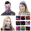 9PCS & 6PCS Multifunctional Stretchable Sport & Casual Headwear, Headband Scarf Bandanna Headwrap Mask Neckwarmer & More 12-in-1