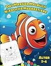 Großes Dot Marker Malbuch mit niedlichen Meerestieren für Kinder (Alter 2-4 Jahre): Einfache Malvorlagen mit Tieren aus dem Meer für Kleinkinder, Jungen und Mädchen im Kindergarten