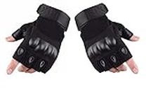 Creeknest...ALL THAT YOU WANT Faux Leather Half Finger Hard Knuckle Motorcycle Outdoor, Hiking, Shooting Practice, Sports Breathable Riding Gloves for Men&Women- (Black, Size-Free)