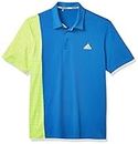 adidas Golf Ultimate365 Blocked Print Polo Shirt, Trace Royal/Solar Yellow/Trace Royal, Small