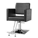 Salon Styling Chair for Hair Stylist Wide Seat, Hydraulic Barber Chair with Stainless Steel Footrest, Black Hair Salon Chair Heavy Duty, Beauty Spa Cosmetology Shampoo Hairdressing Equipment
