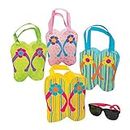 Fun Express Flip Flop Totes for Summer - Apparel Accessories - Totes - Novelty Totes - Summer - 12 Pieces