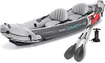 Intex Dakota K2 2 Person Inflatable Outdoor Kayak Set with Oars and Air Pump