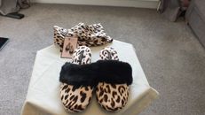 Victoria Secret Zapatillas Estampado Leopardo y Bolso Talla S - 5-6 Nuevas con Etiquetas