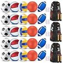 Liliful 36 Pcs Sport Balls Set Official Size Basketball Football Volleyball Soccer Playground Ball Baseball Sport Equipment Bag Pump for Kids Youth Adults Sport Gift Back to School(Blue White Red)
