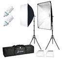 Julius Studio Softbox 800W Lighting Kit with E27 Socket Photography Continuous Light and 20" X 28" Reflectors and 85W 6500K Bulbs for Video Camera Portraits Photo Studio, 2-Pack, JSAG344