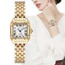 Women's Fashion Square Watches Gold Alloy Strap Luxury Quartz Wristwatches