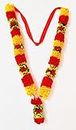 RJ SALES & PROMOTIONS Closely Knitted 29 inches White and Red Satin with Beads -HAAR Mala - Garland Maala for Idols Photo Frames Fancy Dress Marriages Jaimala etc. (Yellow & Red)