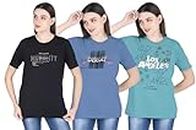 SHAUN Women T-Shirt(704W3_T40_M_Multicolor_Pack of 3)