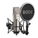 RØDE NT1-A Micrófono de condensador cardioide de gran diafragma RØDE NT1A con montura antivibración, filtro antipop y cable XLR para producción musical, grabación vocal, transmisión y podcasting