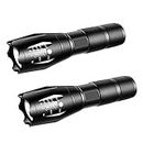 Skmei Metal Led Tactical Flashlight, Water Resistant, Handheld Flashlight with 5 Modes, Tactical Torch Light-Camping/Outdoor/Hiking/Emergency (2Pack Black1, (Sk-13)