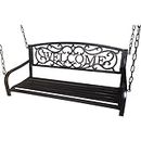 BACKYARD EXPRESSIONS PATIO · HOME · GARDEN Outdoor Porch Swing - Metal Welcome Patio Swing - Bronze Color, (906729-NM)
