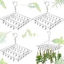 Bokon 4 Pcs Hanging Drying Rack for Herb Macrame Flower Drying Rack with 30 Stainless Clip Herb Dryer Hooks for Drying Herb Air Plants Spices Flowers Hydroponic Plants-Ready to Use with Ceiling Hook
