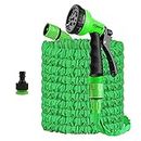 Yiting Expandable Garden Hose, 25ft/50ft/100ft/125ft/150ft/200ft Hose Pipe, 25ft/7.5m Hose with 8 Function Spray Nozzle, 3/4"&1/2" Connector Fitting, Flexible Expanding Magic Water Hose for Garden