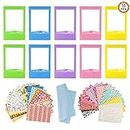 10 PCS Colorful Mini Photo Frames With 40 Sheets Colorful Photo Instant Films Sticker And 1Pcs Cleaning Cloth Compatible With Fujifilm Instax Mini 11 9 8 70 7s 90 26 Instant Camera Film 5 Colors