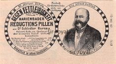 Marienbader Reductions Pillen gegen Fettleibigkeit - 1900 -Hist. Werbung ~10x5cm