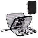 Arae Electronic Organizer, Travel Essentials Travel Cable Organizer, Double Layers Portable Waterproof Pouch, All-in-One Electronic Accessories Storage Case (Black, L)