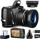 Monitech Digital Camera 4K 48MP Vlogging Camera, Camera for Photography,32GB SD Card，16x Digital Zoom, 3.0 inch Screen,Compact Camera for Beginners,2 Batteries