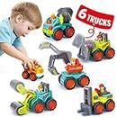 HOLA Toys for 1 Year Old Boy Gifts - 6 PCS Mini Cars Toys 1 Year Old Boy Toys, Toys for 2+ Year Old Boys, Toddler Toys 2 Year Old, Digger Trucks 2 Year Old Boy Toys Birthday Xmas Baby Boy Gifts