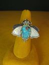 BARBARA BIXBY BEE SKULL GEMSTONE RING SIZE 7.25 TURQUOISE DOUBLET MOP FLY Flower