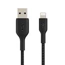 Belkin Braided Lightning Cable (Boost Charge Lightning to USB Cable for iPhone, iPad, AirPods) MFi-Certified iPhone Charging Cable, Braided Lightning Cable (0.15 m, Black)