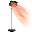 Simple Deluxe Standing Electric Patio Heater, 750W/1500W Outdoor Infrared Heater with Overheat Protection, Adjustable Height Space Heater