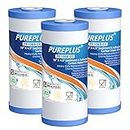 PUREPLUS 5 Micron 10" x 4.5" FXHTC Whole House Big Blue Sediment and Carbon Water Filter Replacement Cartridge for GE GXWH40L, GXWH35F, GNWH38S, Culligan RFC-BBSA, WRC25HD, RFC-BB, PP10BB-CC,3Pack