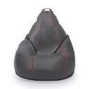 Wakefit 3XL Bean Bag Without Bean, Bean Bag, Bean Bag Sofa, Bean Bags, Bean Bag Cover, Bean Bag XXXL, Premium Leatherette Bean Bag Without Beans (Grey with Red Piping)