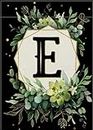Stosts Monogram Letter E Black Small Garden Flag, Family Last Name Initial Wreath Decorative Yard Outside Decorations, Spring Summer Eucalyptus Leaves Outdoor Home Decor Double Sided 12 x 18