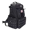 G.P.S. Tactical Tall Range Backpack | Holds 4 Handguns | MOLLE Webbing | Durable Waterproof Stain-Resistant Tactical Gear for Shooting & Hunting, Black
