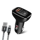 boAt Dual Port Qc-Pd 24W Fast Car Charger with 24W Fast Pd Charging and 18W Qc Charging Compatible with All Smartphones, Tablets and Laptops (Free Type C Cable), Black