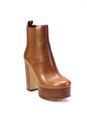 MICHAEL Michael Kors Womens NATASHA LUGGAGE Leather BOOTIE Shoes Size 5.5M