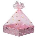 LINE 'N' CURVES Fancy Gift Hamper Basket, Baby Shower Gifting, Wedding Dry Fruit Hamper, Room Hamper Trays, 8x8x3 inches, Color - Polka Pink