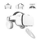 LONGLU VR Headset für Telefon Virtual Reality Headsets mit Fernbedienung, Mobile VR 3D Video Brille Brille für Filme & Spielspiele, kompatibel für iPhone Android Handys (weiß)