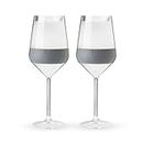 Host Wine Freeze - Copas de vino de doble pared con gel de enfriamiento activo y agarre de silicona aislado, juego de 4 vasos de plástico, 6.5 onzas, gris (10033)