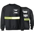 YOWESHOP Safety High Visibility Long Sleeve Work Shirts Customize Your Logo Fleece Security Workwear (2XL, Black - Style 1)